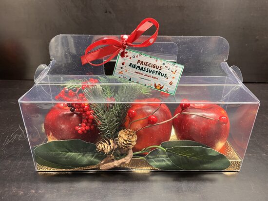 3 Красные яблоки в прозрачной коробке, рождественский подарок 780 г