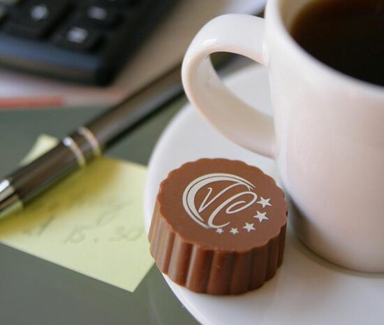 Personalized Corporate Logo Chocolate for Coffee, Events, Exhibitions Candy with Cream Filling 3 cm