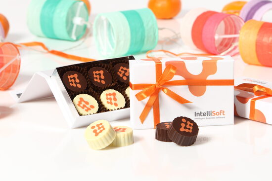 Personalized Corporate Logo Chocolate for Coffee, Events, Exhibitions 6 pcs Candy Boxes