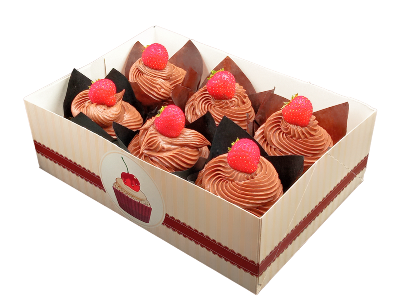 6 pcs Cupcakes - Strawberry-Chocolate-Walnut Cupcakes