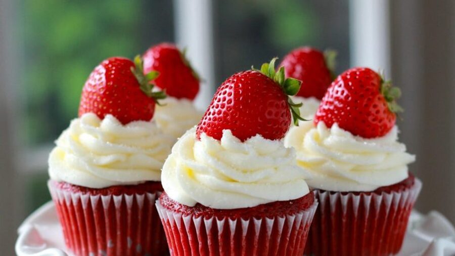 Strawberry Premium Red Velvet Cupcakes