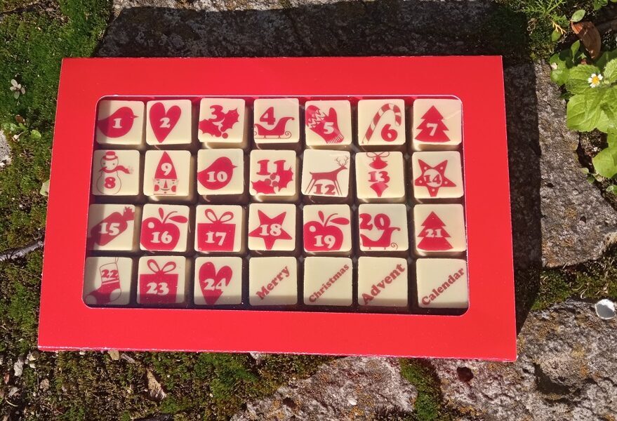 Personalised Corporate Christmas Chocolate Gift - Advent Calendar in Box, with 28 Chocolates Schogetten