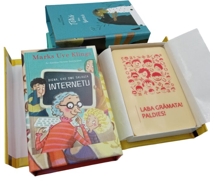 A box of chocolate bars in the form of a book